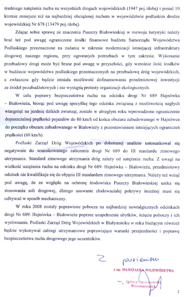 pismo Marszałka Województwa 